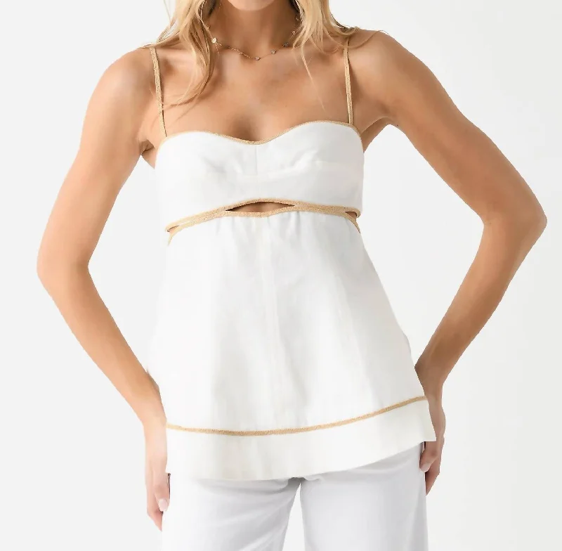 Orla Piping Trim Top In Off White High End Designer Brands Discount