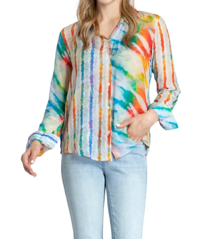 Over The Rainbow Top In Multi-Colored Modern Women's Fashion