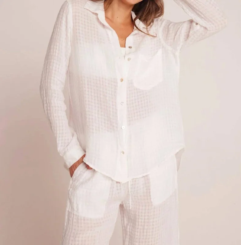 Oversized Button Down Shirt In White Save Big