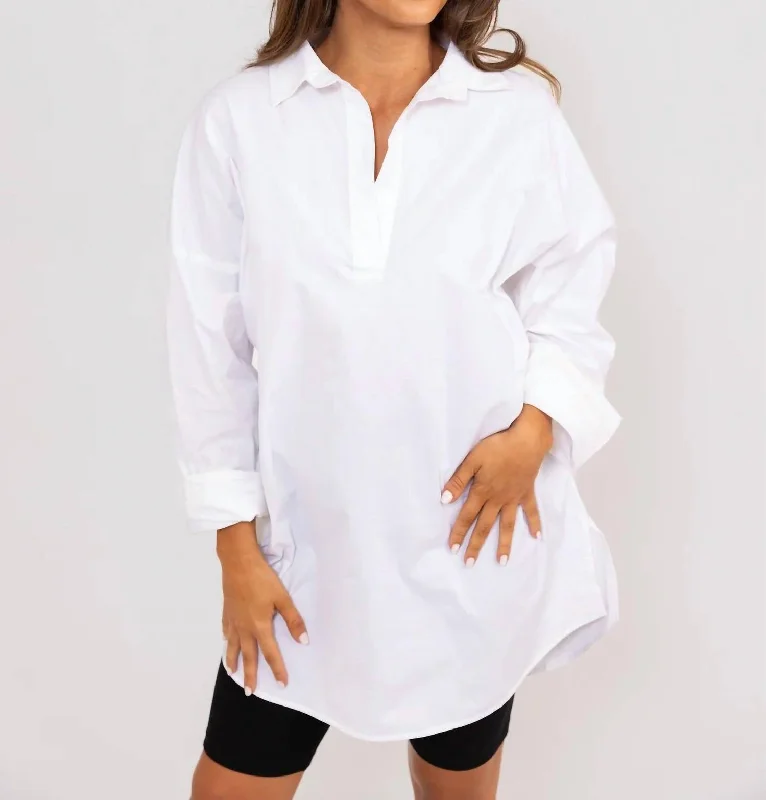 Oversized Poplin Tunic In White Fashionista Favorites