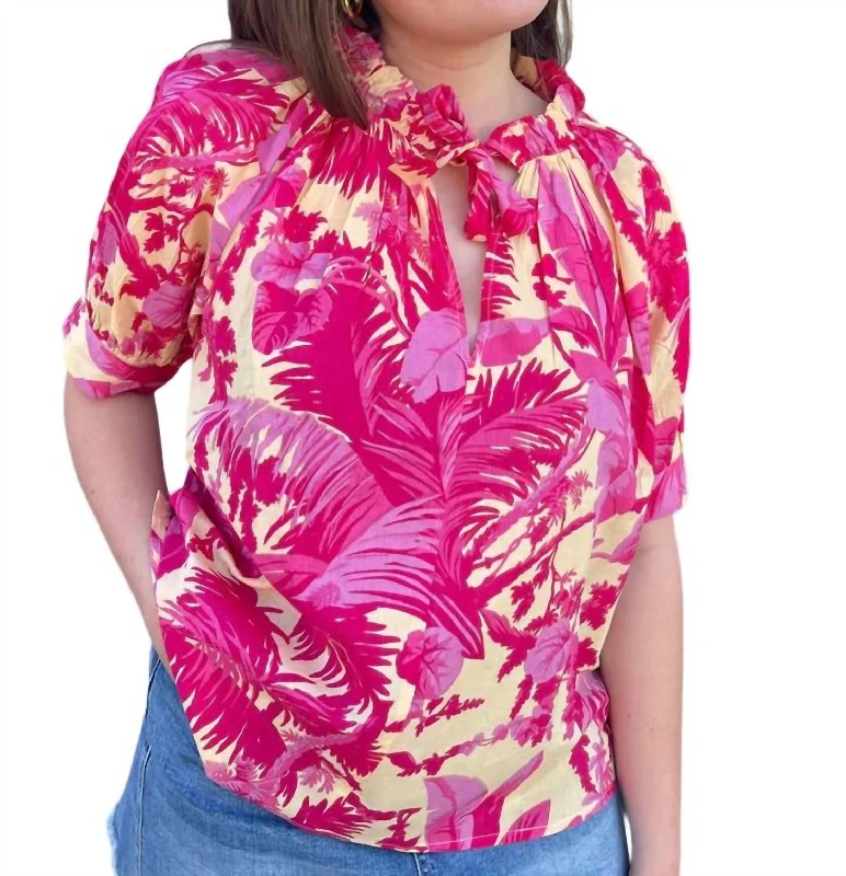 Pam Short Sleeve Top In Sand Palm Attire Sale