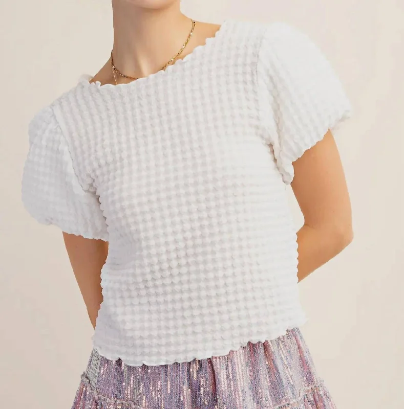 Paradise Short Sleeve Bubble Top In White The Good Stuff