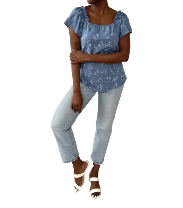 Pauline Top In Elemental Blue/white Urban Femme Streetwear