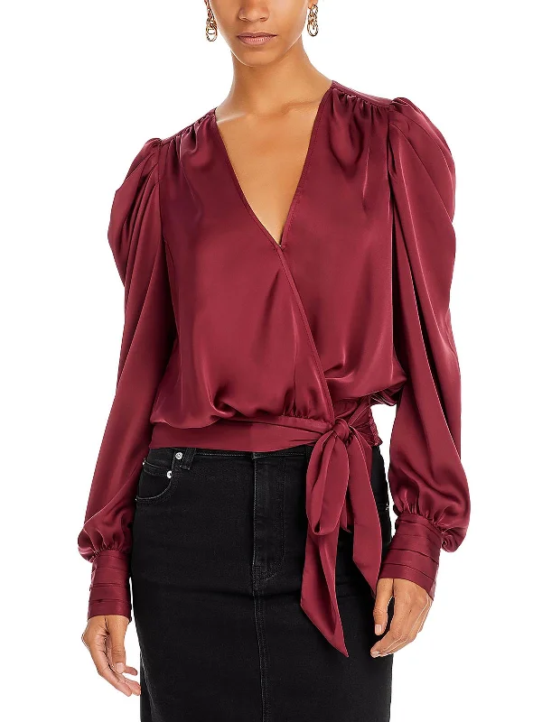 Pauline Womens Side Tie Bishop Sleeve Wrap Top Shop Our Looks