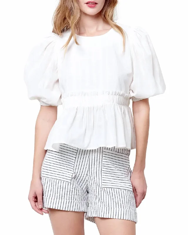 Peggy Peplum Top In White Weekend Special