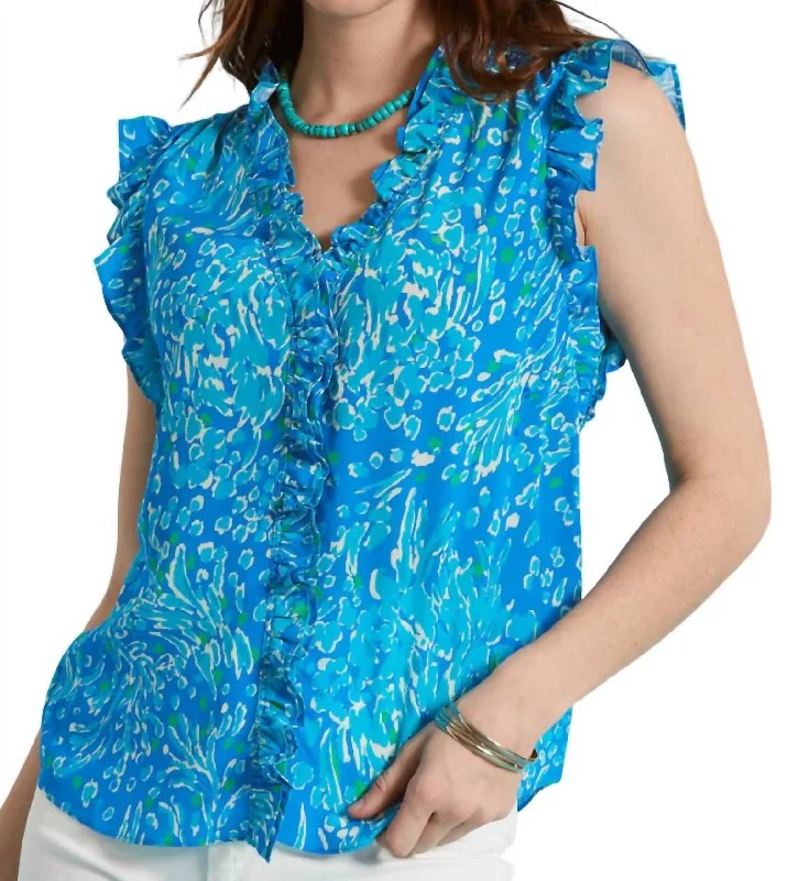 Penny Capri Floral Top In Blue Fresh Styles, Fresh Deals