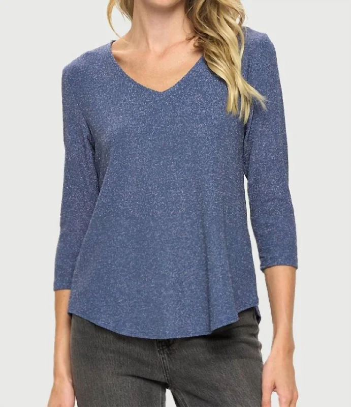 Periwinkle Glitter Sleeve Top In Blue Best Seller