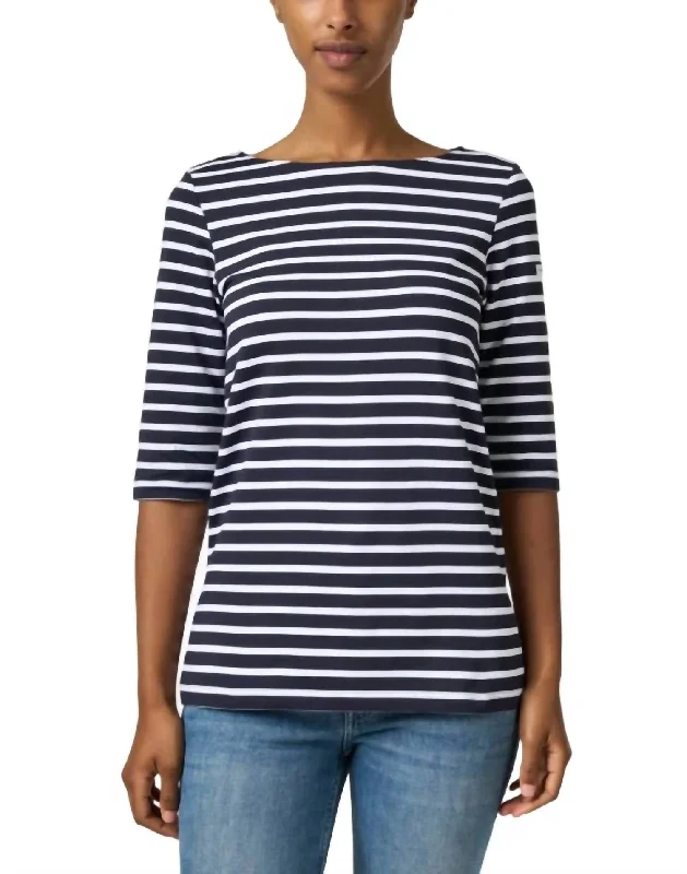 Phare Uv Top In Navy & White Winter Warm - Up Sale