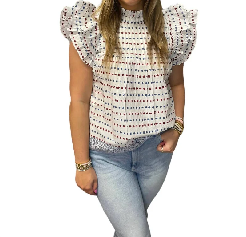 Pintuck Ruffle Top In Ellis Blue Summer Fashion