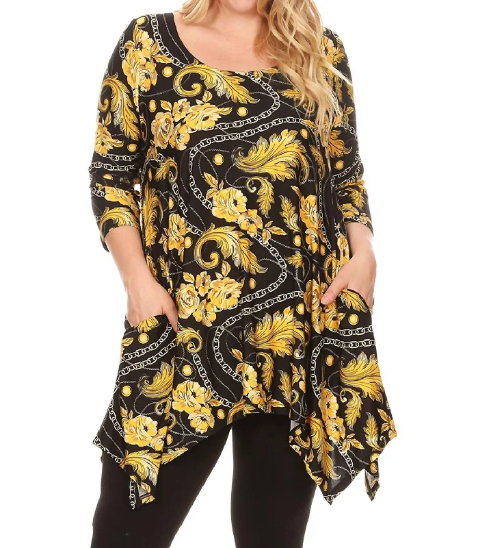 Plus Size Alegra Tunic Top In Black/gold Chic Outfits