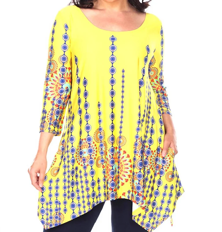 Plus Size Rella Tunic Top In Yellow Trendy Street Style