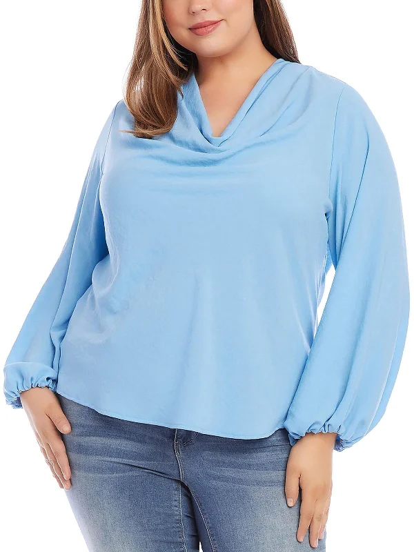 Plus Womens Cowl Neck Bishop Sleeve Blouse Style Without Limits