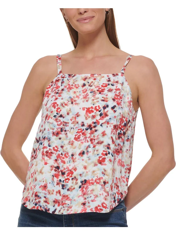 Plus Womens Floral Print Tank Halter Top Trendy Street Style Attire