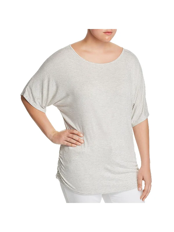 Plus Womens Ruched Boatneck T-Shirt Elevate Your Wardrobe