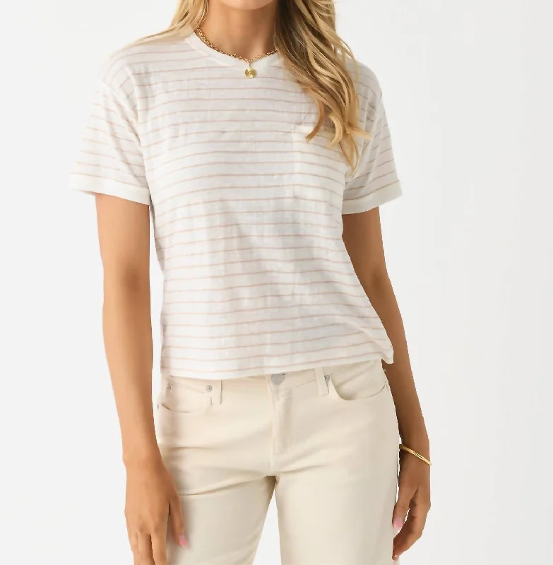 Pocket Crew Tee In Blush Multi Holiday Glam