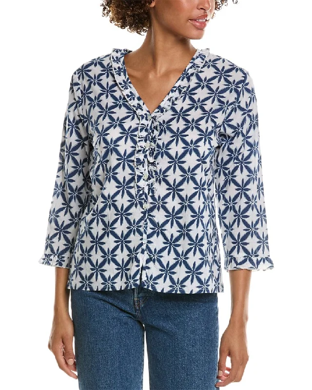 Pomegranate Flange Button Blouse Sophisticated Cut