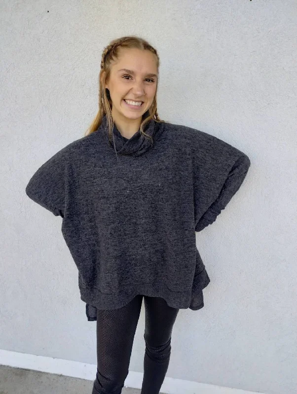 Poncho Sweater In Black Fashion Forward Femme