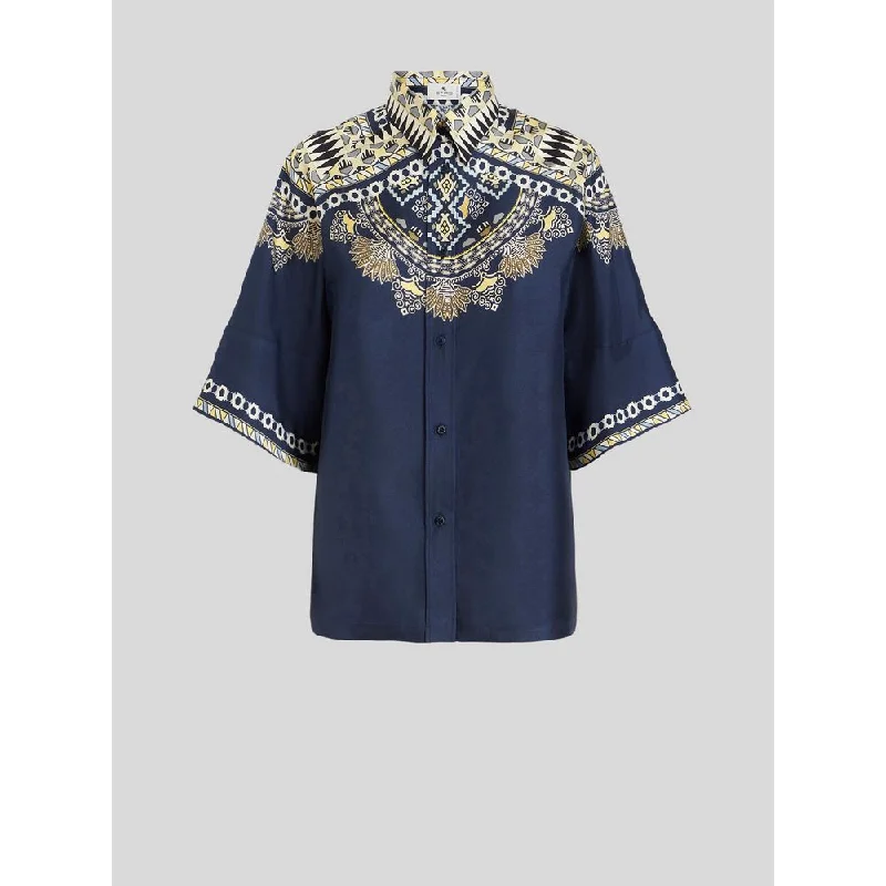 Pouch Print Silk Shirt Holiday Attire Sale