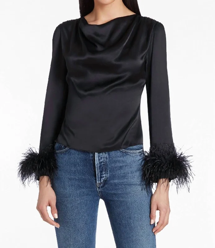 Presley Silk Top In Black Elevated Style