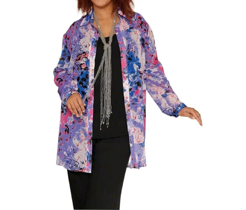 Print Long Sleeve Tunic - Plus In Purple Rodie Wardrobe Upgrade