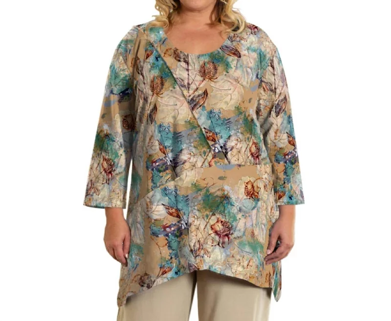 Printed Caiden Tunic - Plus In Dry Roses Crazy Discounts, Hurry Up