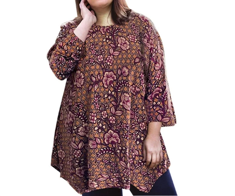 Printed Matsin Tunic - Plus In Floral Paisley Trendy Fashion Sale