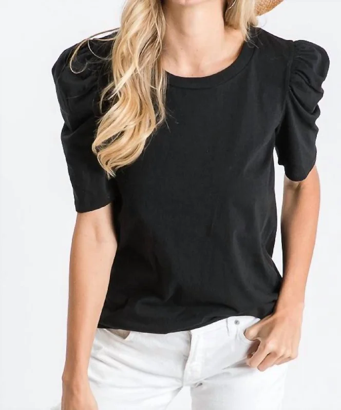 Puff Short Sleeve Top In Black Chic And Edgy