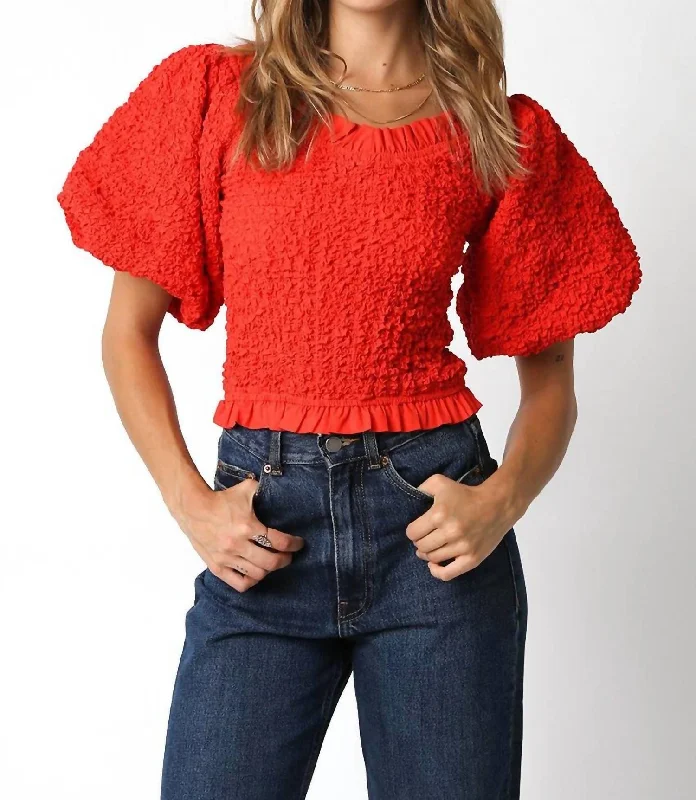 Puff Sleeve Textured Top Hot Styles