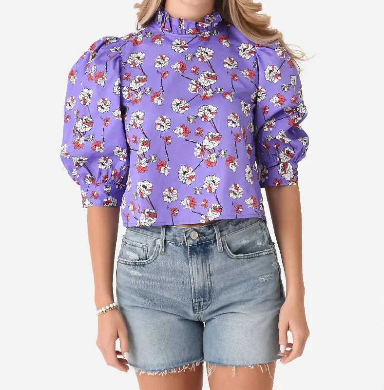 Puff Sleeve Top In Purple Best Sellers