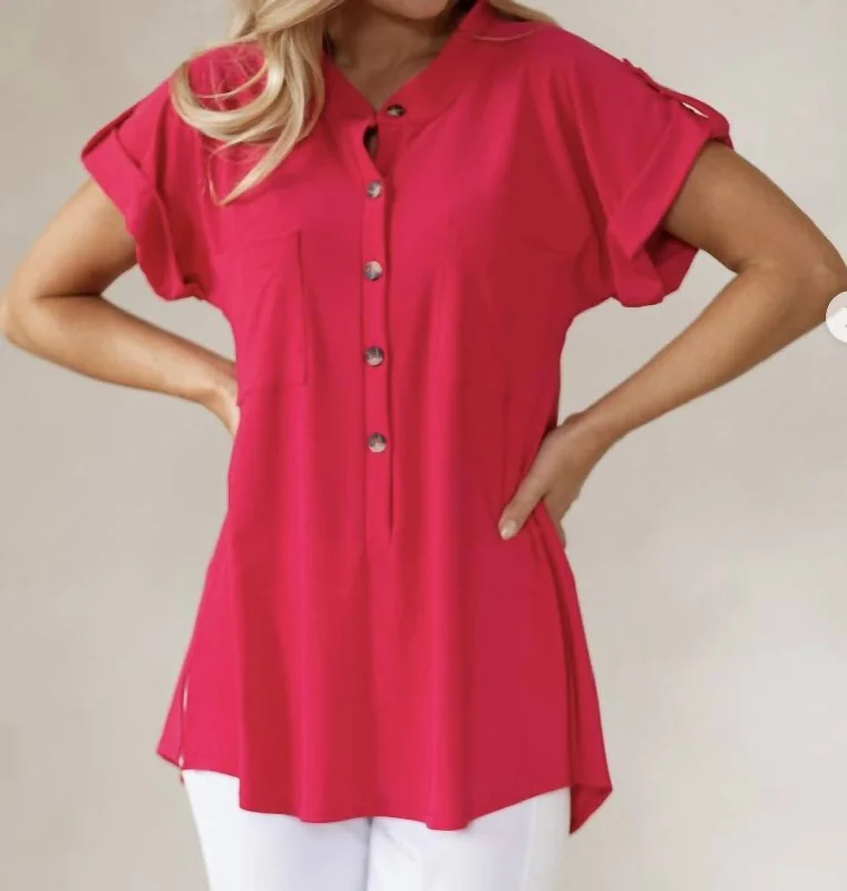 Quest Pocket Tunic. Short Sleeve In Watermelon Limited Stock, Big Sale