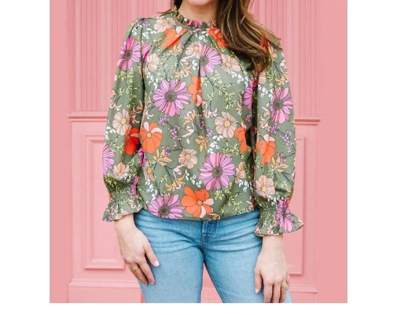 Quinn Top In Vintage Petals Casual Elegance