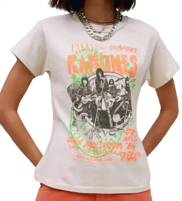 Ramones Civic Auditorium Reverse Gf Tee In Dirty White New In This Season