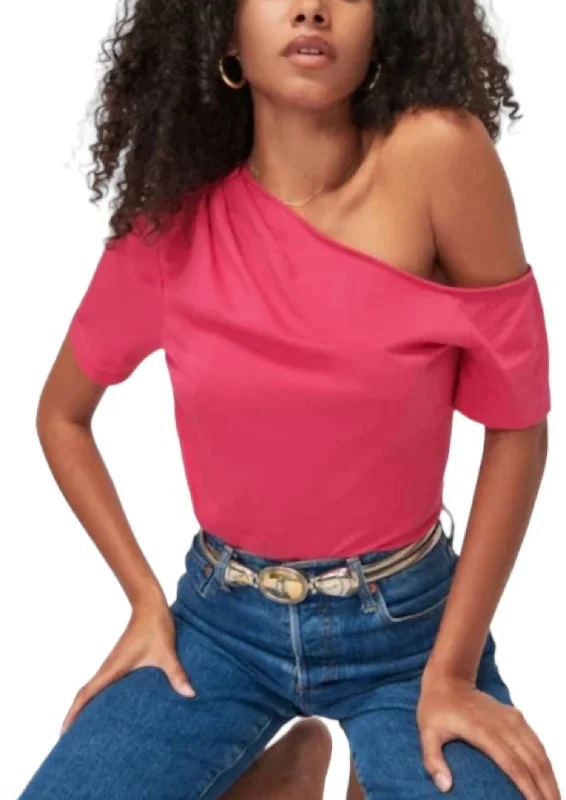 Randa Draped Tee In Hibiscus Versatile Wardrobe Essentials