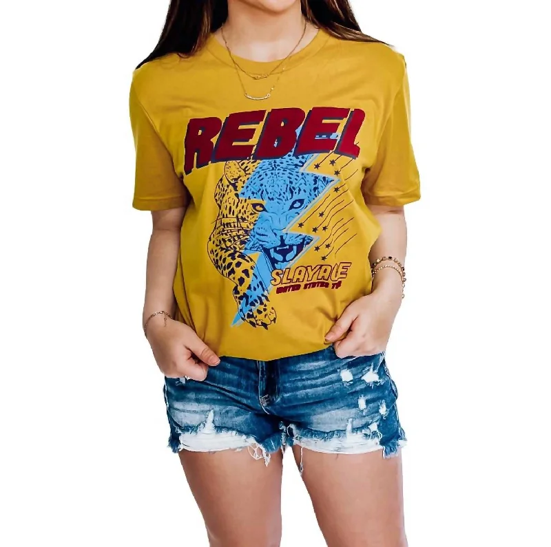 Rebel Leopard Graphic Tee In Yellow Quality Driven Apparel