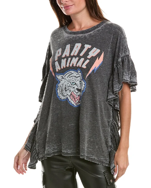 Recycled Karma Party Animal Tiger Side Ruffle T-Shirt Unleash Your Trend Driven Style