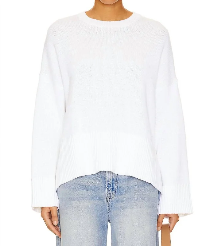 Relaxed Solid Crew Sweatshirt In Bleach White Effortless Comfort