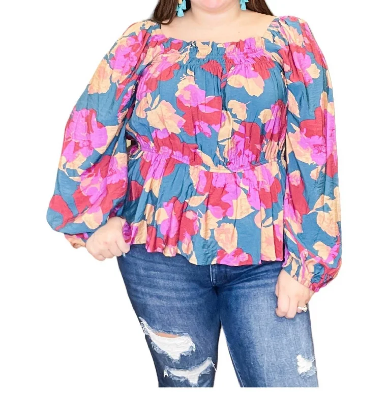 Remember Me Floral Peplum Top - Plus In Pink Multi Quality Driven Apparel