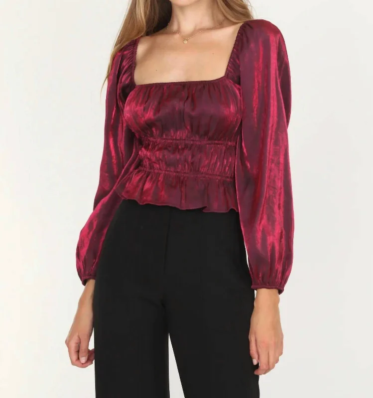 Remy Peplum Blouse In Red Redefining Women's Fashion