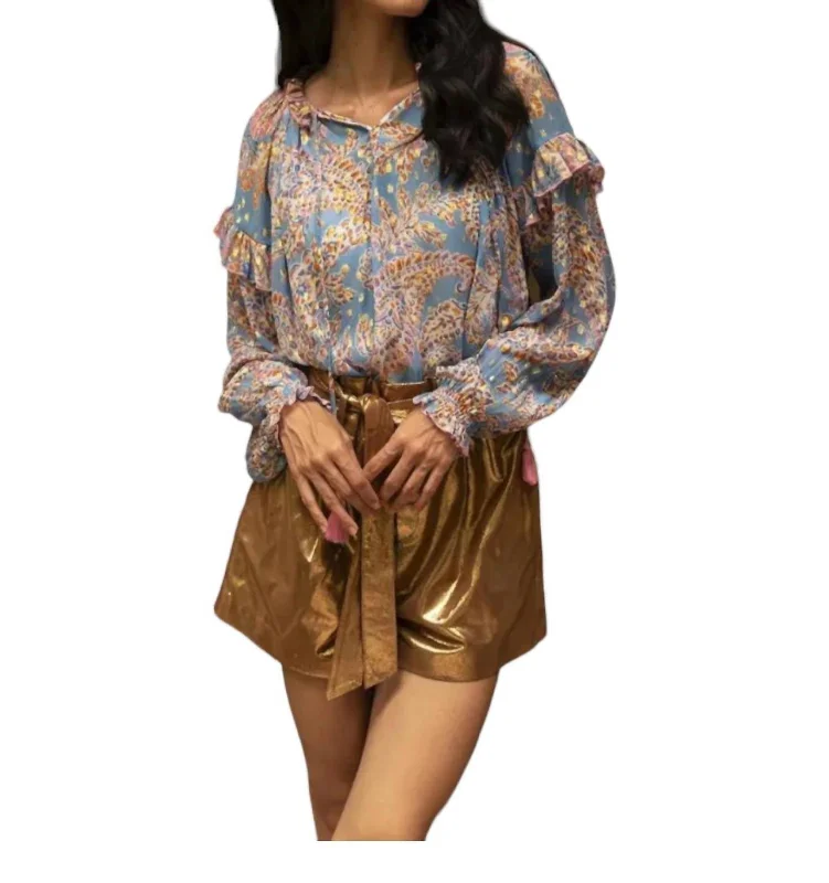 Renata Blouse In Blue Multi Popular Collection