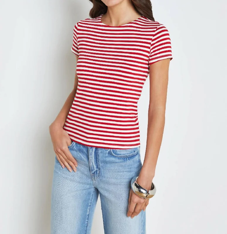 Ressi Fitted Top In Red/white Limited Time Deal