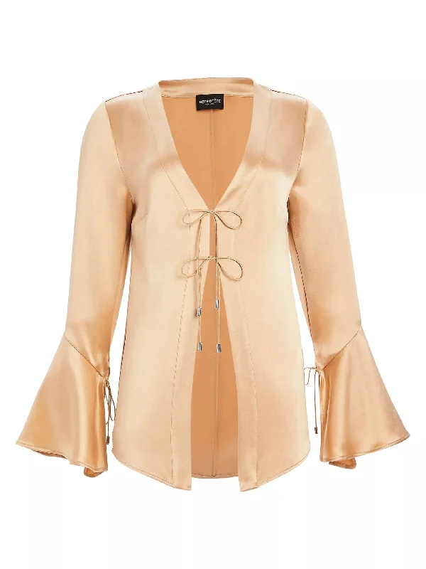 Retrofete Women's Svea Long Sleeve Blouse, Nude Vintage Charm