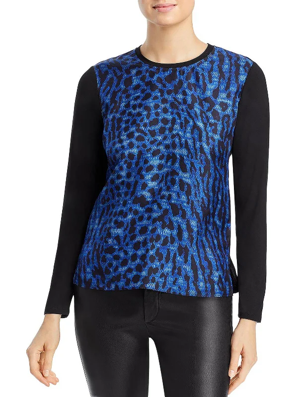 Ricki Womens Silk Printed Pullover Top Athleisure Wear Promotion