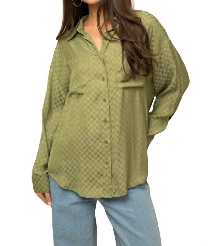 Rochelle Top In Olive Check Style Streetwear