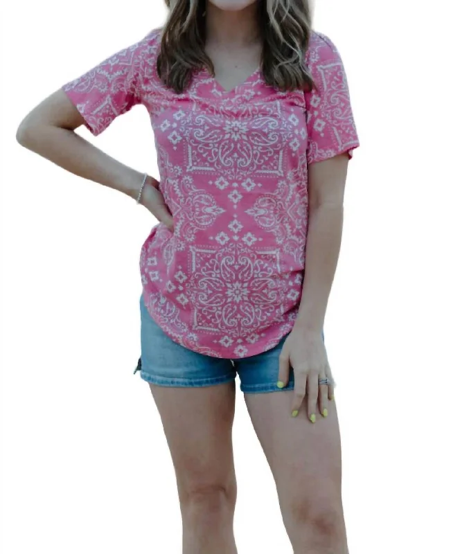 Rodeo Bandit V Neck Top In Pink Lighten Up With Nordic Styles