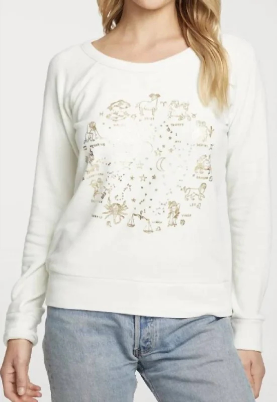 Rpet Bliss Knit Long Sleeve Raglan Pullover- Zodiac In Cream Exclusive Sale