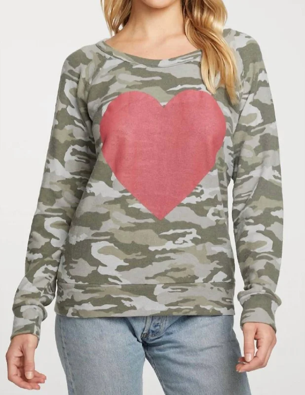 Rpet Long Sleeve Raglan Pullover In Camo Red Heart Huge Discounts This Week