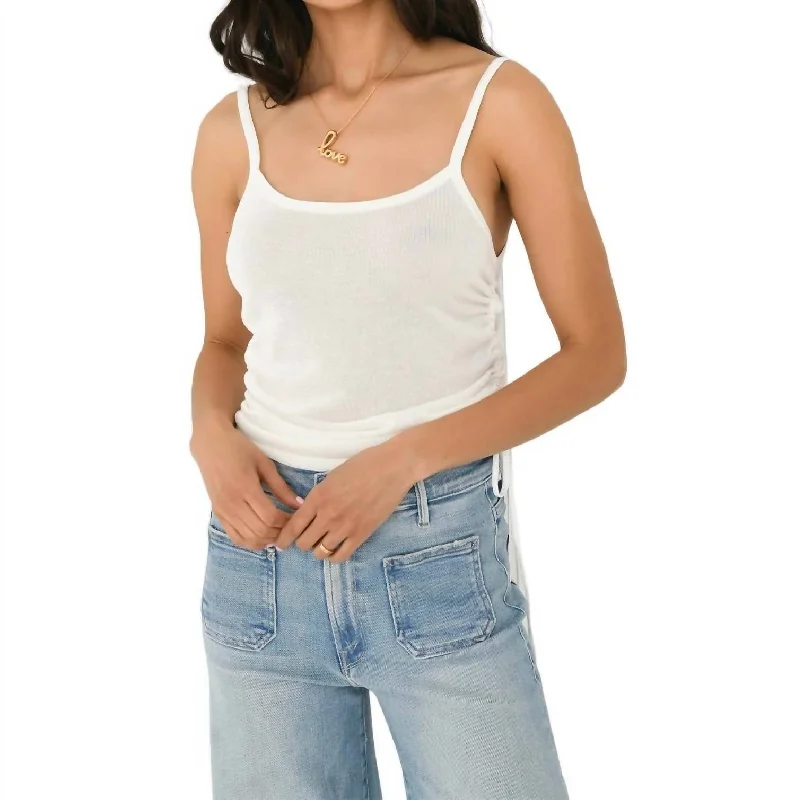 Ruched Tank Top In White Seasonal Sale