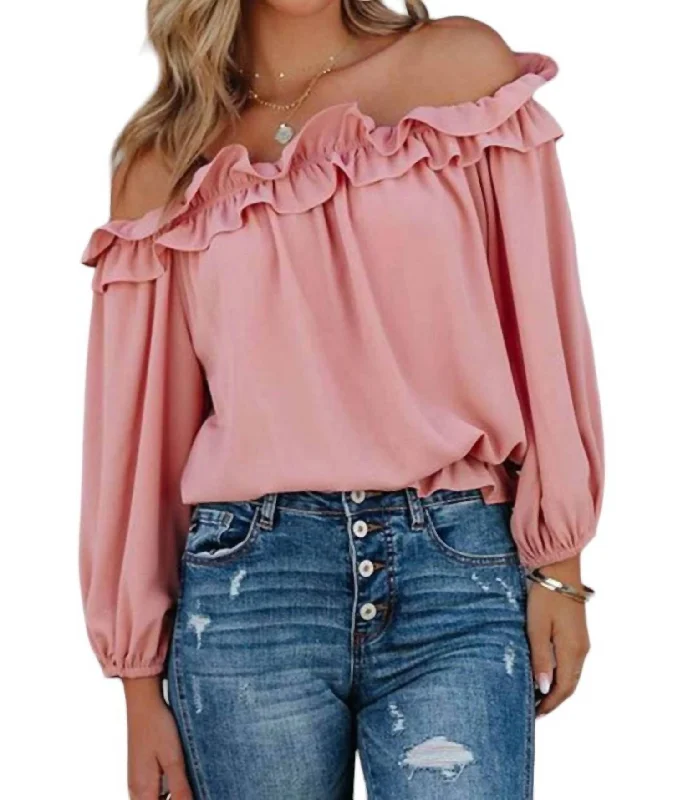 Ruffle My Feathers Blouse In Pink Chic Styles