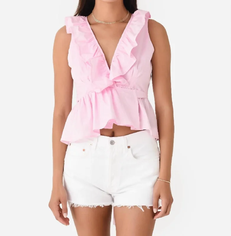 Ruffle Wrap Top In Peony Clearance Event