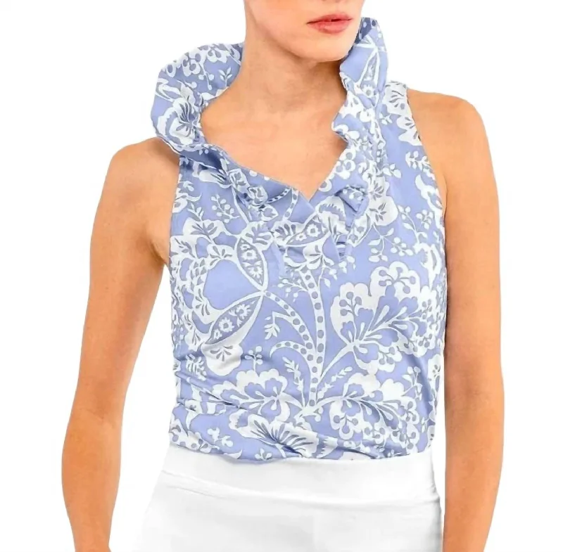 Ruffneck Sleeveless Top In Periwinkle Seasonal Trend